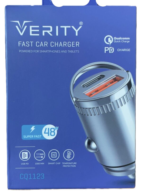 شارژر فندکی فست شارژ برند وریتی (VERITY) مدل CQ 1123 گارانتی دار