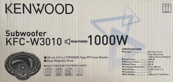 ساب 12 اینچ برند کنوود (KENWOOD) مدل KFC-W3010 گارانتی 18 ماه نت الکترونیک