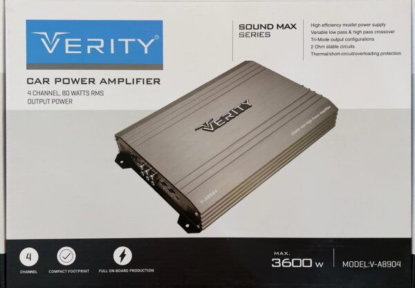 امپلی فایر 4 کانال 3600 وات فن دار برند وریتی (VERITY) مدل V-A8904 گارانتی آسان سرویس